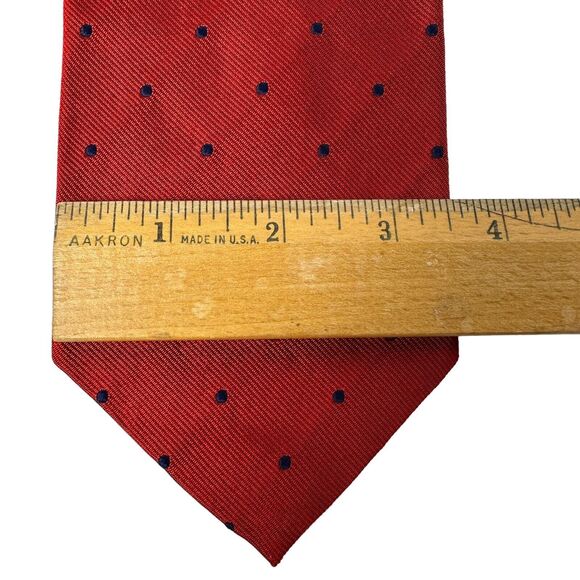 Vintage Brooks Brothers Tie Red/Blue Polka Dot Woven England Made USA Silk. 57” - Picture 4 of 16